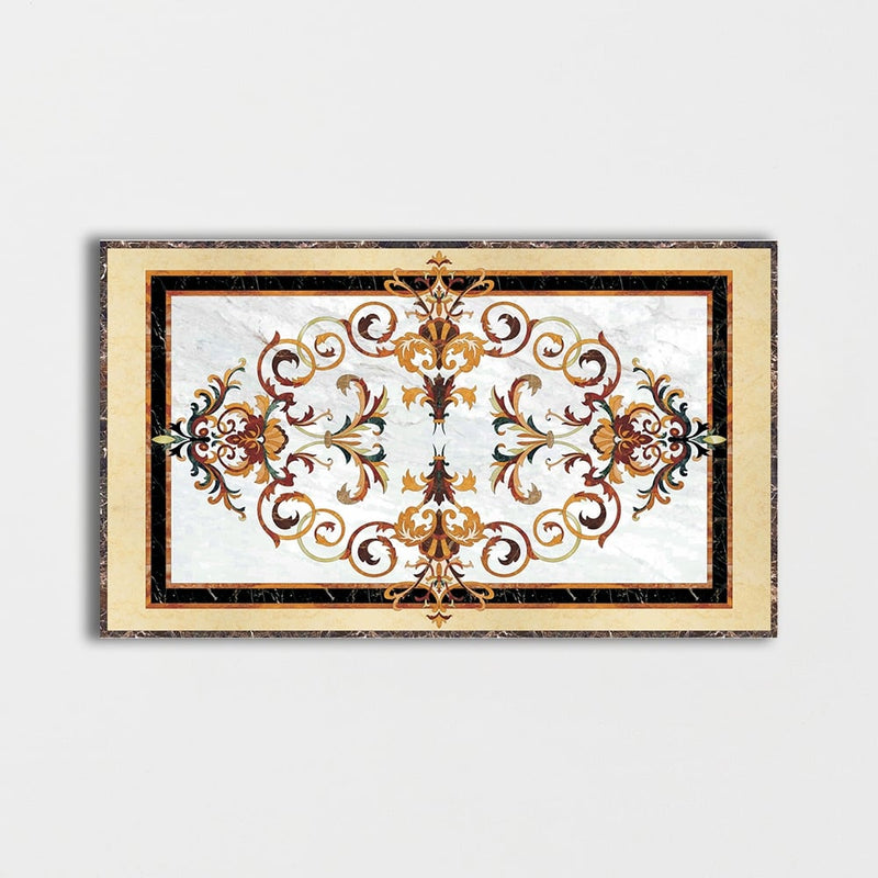 Rectangular Aluminum Backed Multi Finish Rafael Marble Medallions 3x5 Marble Multi Finish 6x6 Medallions