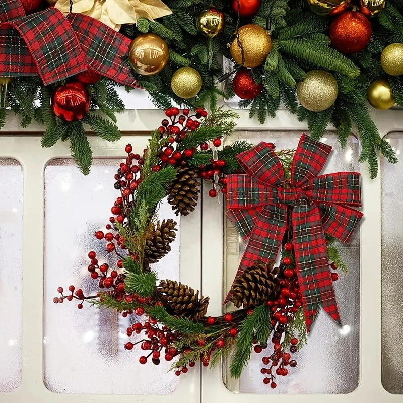 Red and Green Plaid Ribbon, 2.5 inch Wired, 5 Yards for Christmas Decor by House Of Avana