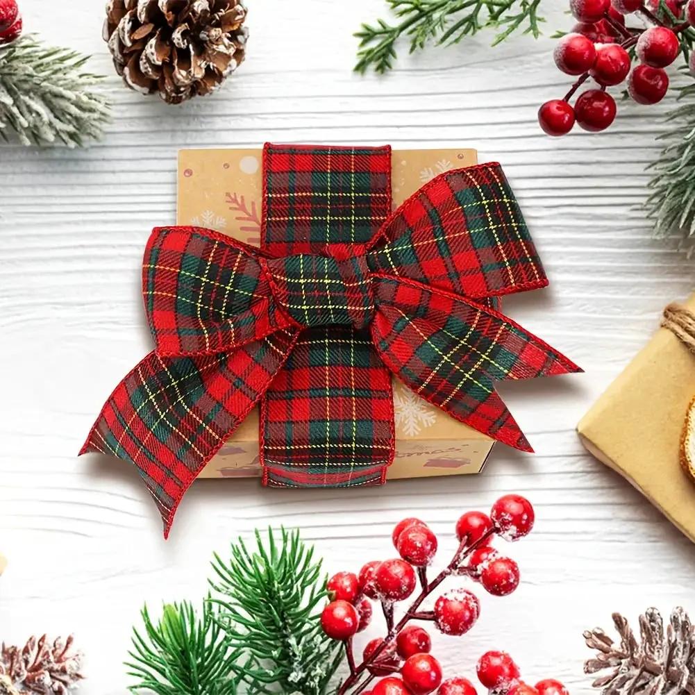 Red and Green Plaid Ribbon, 2.5 inch Wired, 5 Yards for Christmas Decor by House Of Avana