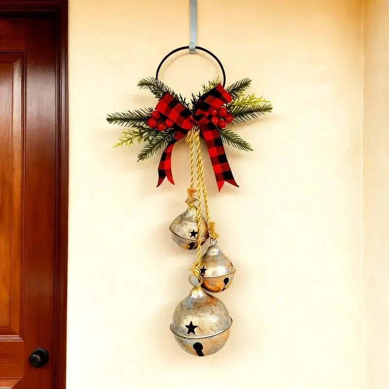 Red Burlap Triple Bell Doorbell with Large Bow by House Of Avana