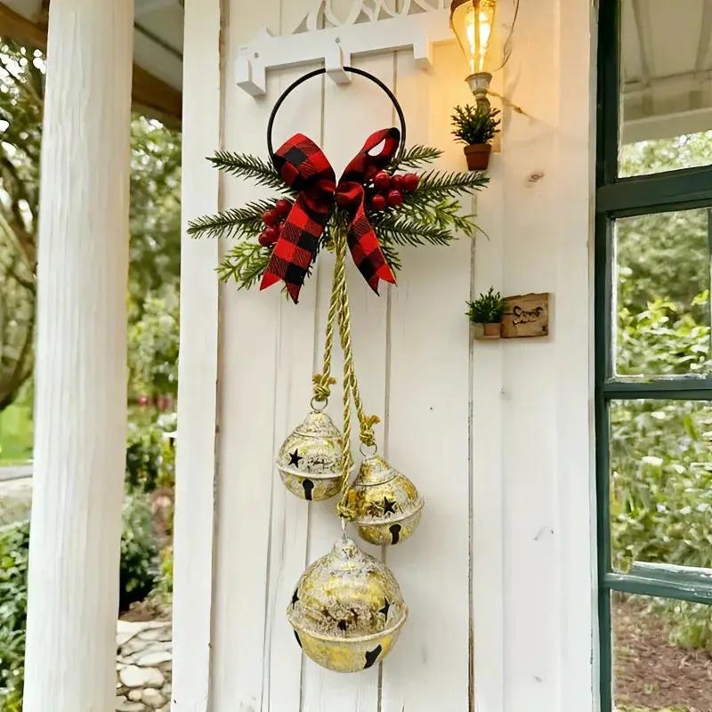 Red Burlap Triple Bell Doorbell with Large Bow by House Of Avana