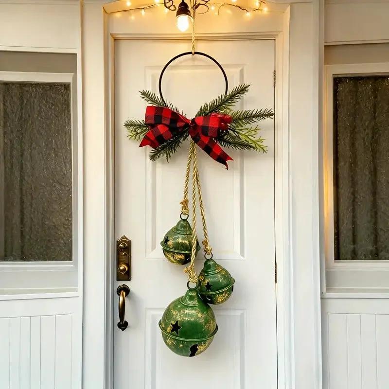 Red Burlap Triple Bell Doorbell with Large Bow by House Of Avana
