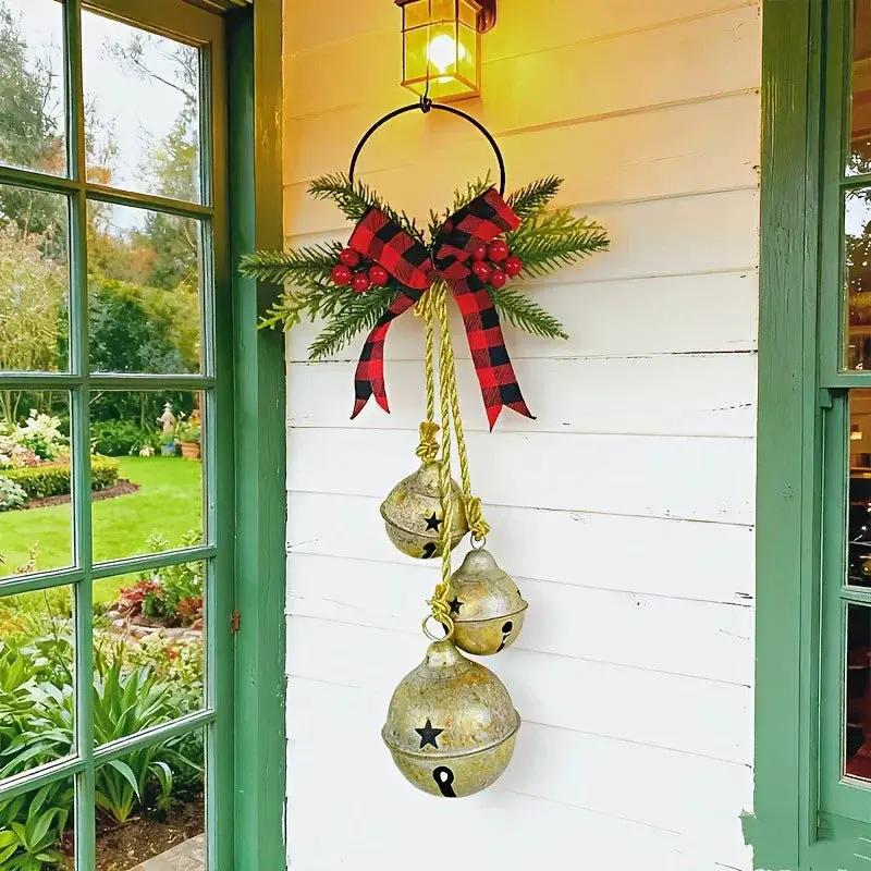 Red Burlap Triple Bell Doorbell with Large Bow by House Of Avana