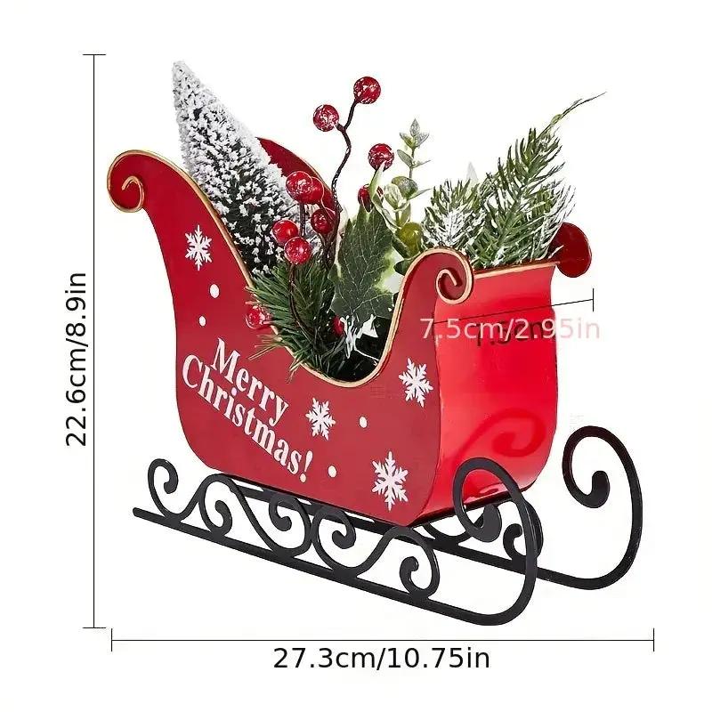 Red Metal Mini Desktop Christmas Sled with Snowflake Design by House Of Avana