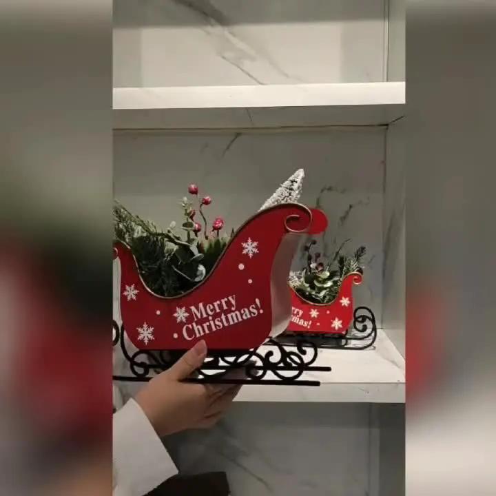 Red Metal Mini Desktop Christmas Sled with Snowflake Design by House Of Avana