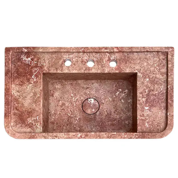 Red Travertine Honed and Filled Wall-Mount Bathroom Sink 16x30x8 by GobekDesign