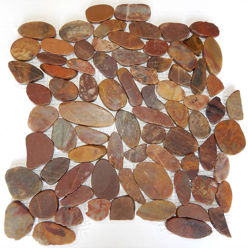 Red Wood Natural Pebble Mosaics 12x12 Pebble Natural 12x12 Mosaics