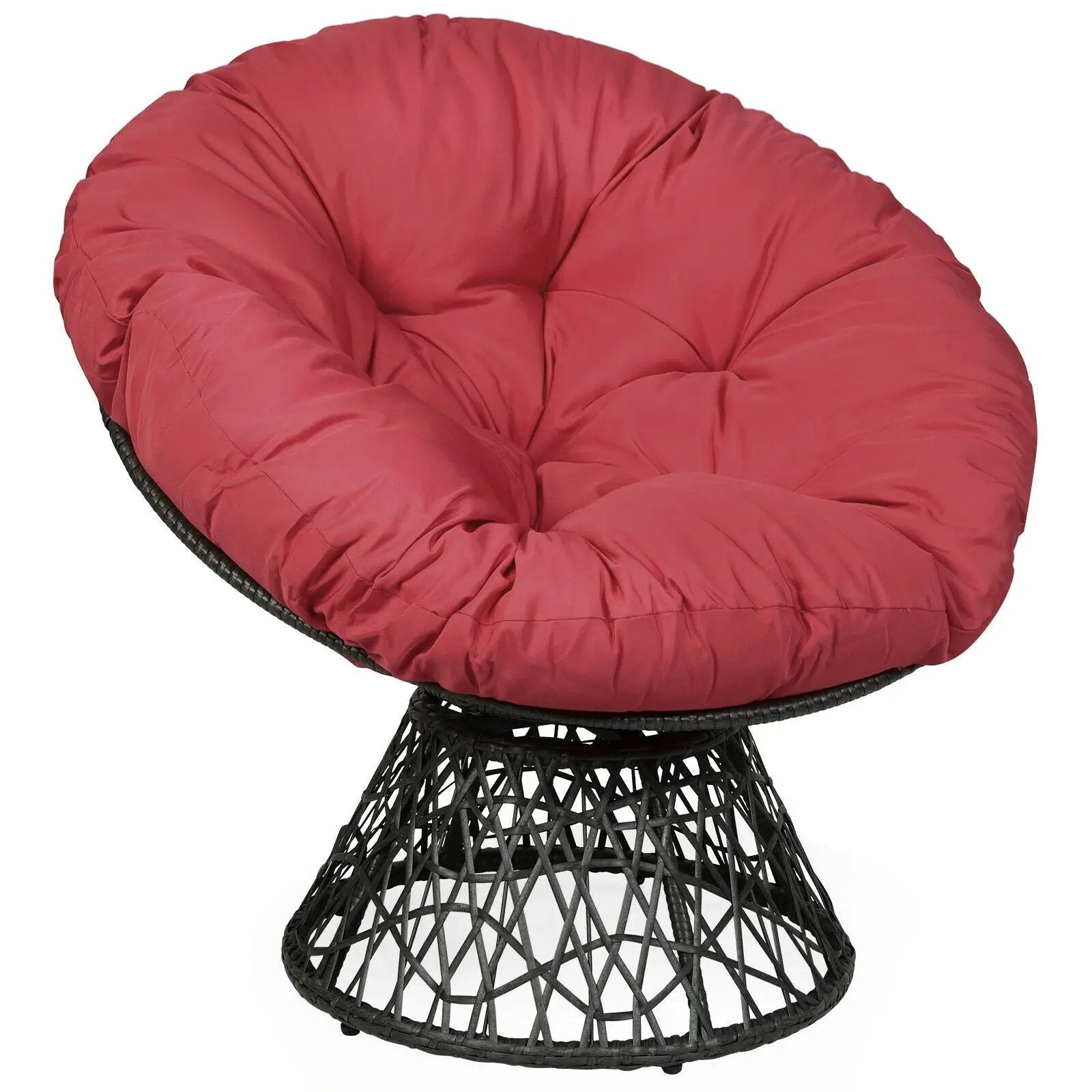 Rattan Papasan Chair Ergonomic 360-degree Swivel Soft Cushion Garden by DirectDeals