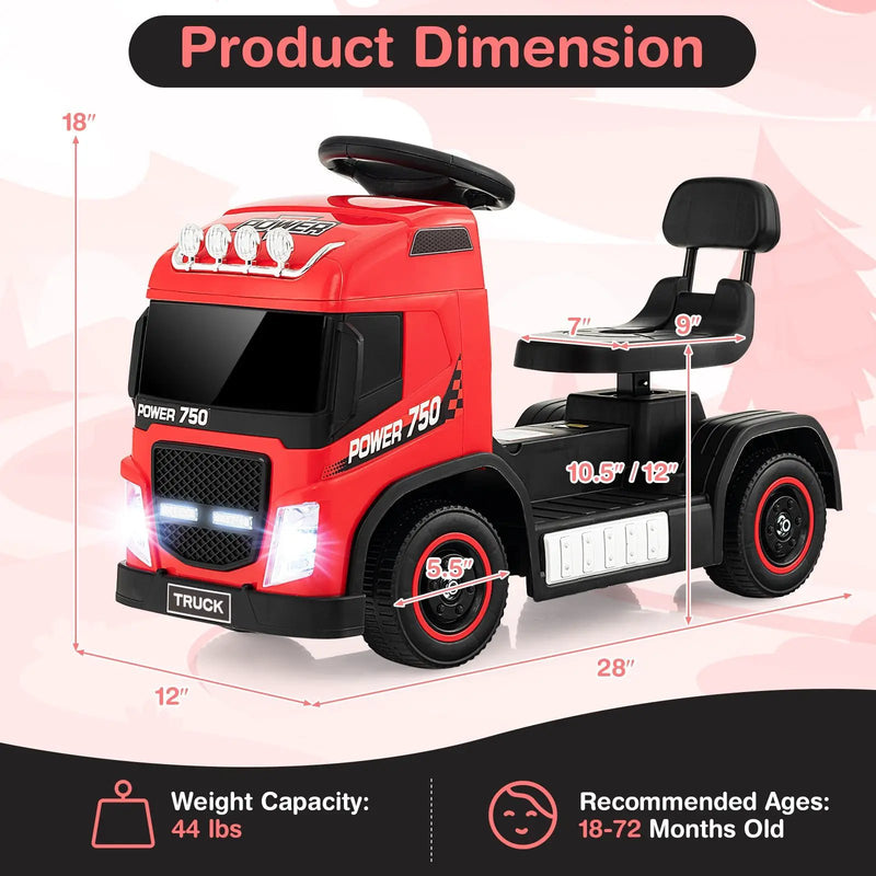 6V Kids Electric Ride-on Truck with Height Adjustable Seat-Red by DirectDeals