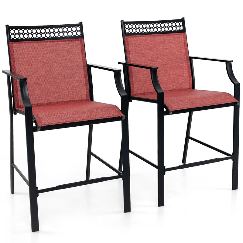 Outdoor Counter Stools Set of 2 Heavy-Duty Barstools with Footrest and Armrests by DirectDeals