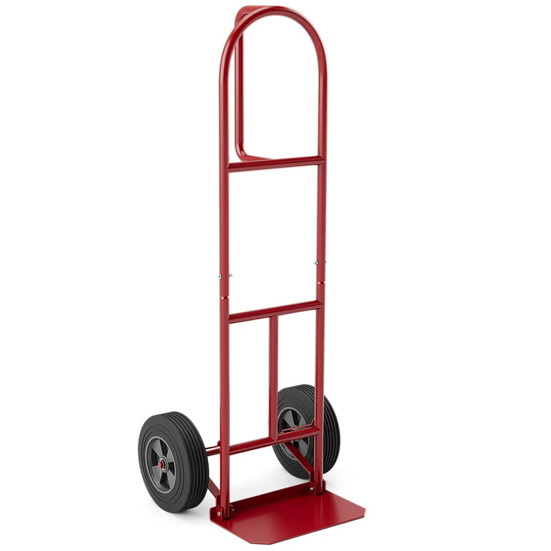 P-Handle Sack Truck with 10 Inch Wheels and Foldable Load Area-Red by DirectDeals
