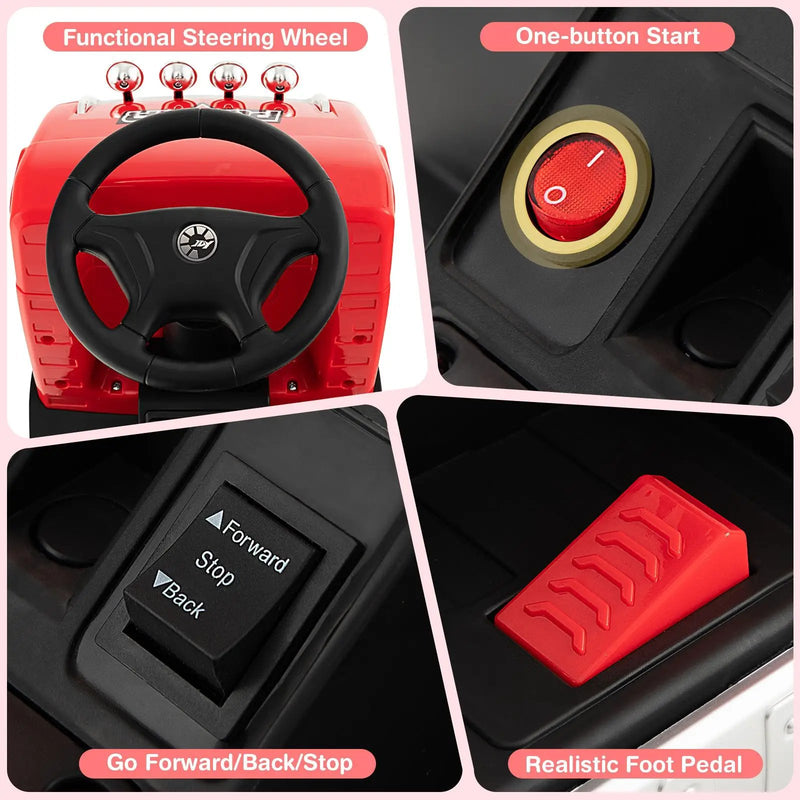 6V Kids Electric Ride-on Truck with Height Adjustable Seat-Red by DirectDeals