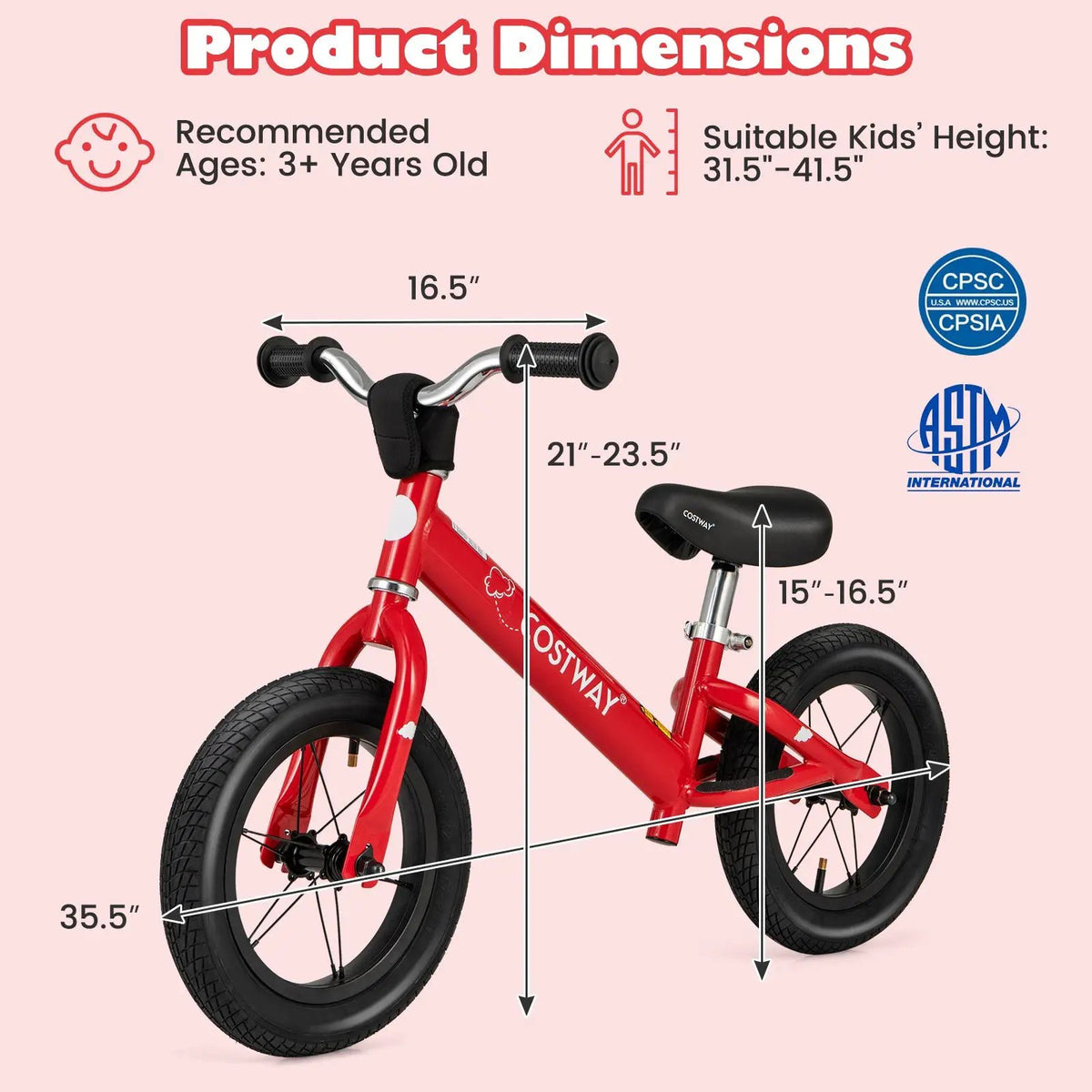 12 Inch Toddler Balance Bike with Height Adjustable Handlebar and Seat, photo 4 of 10