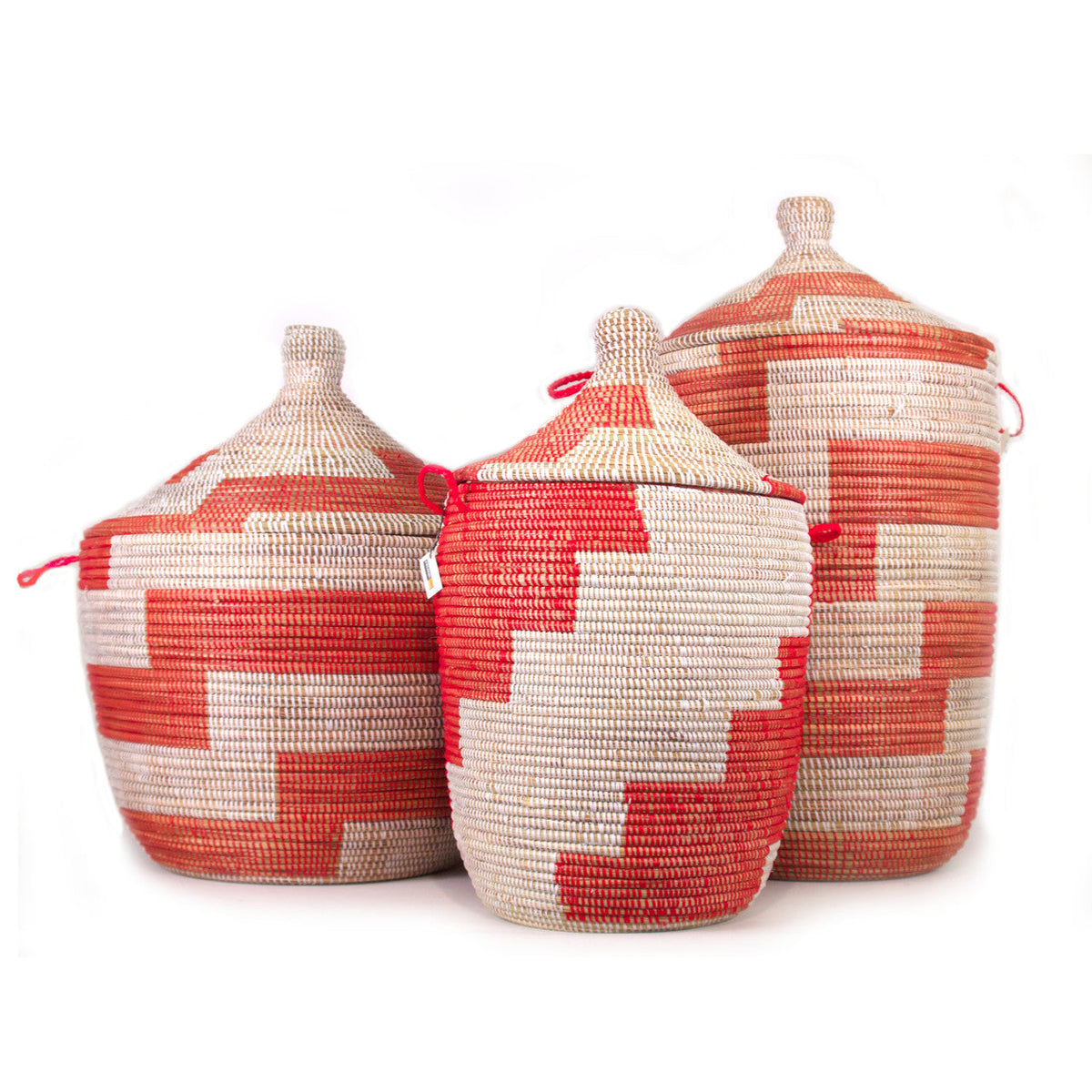 Red and White Stripe Woven Basket - Medium, photo 6 of 6