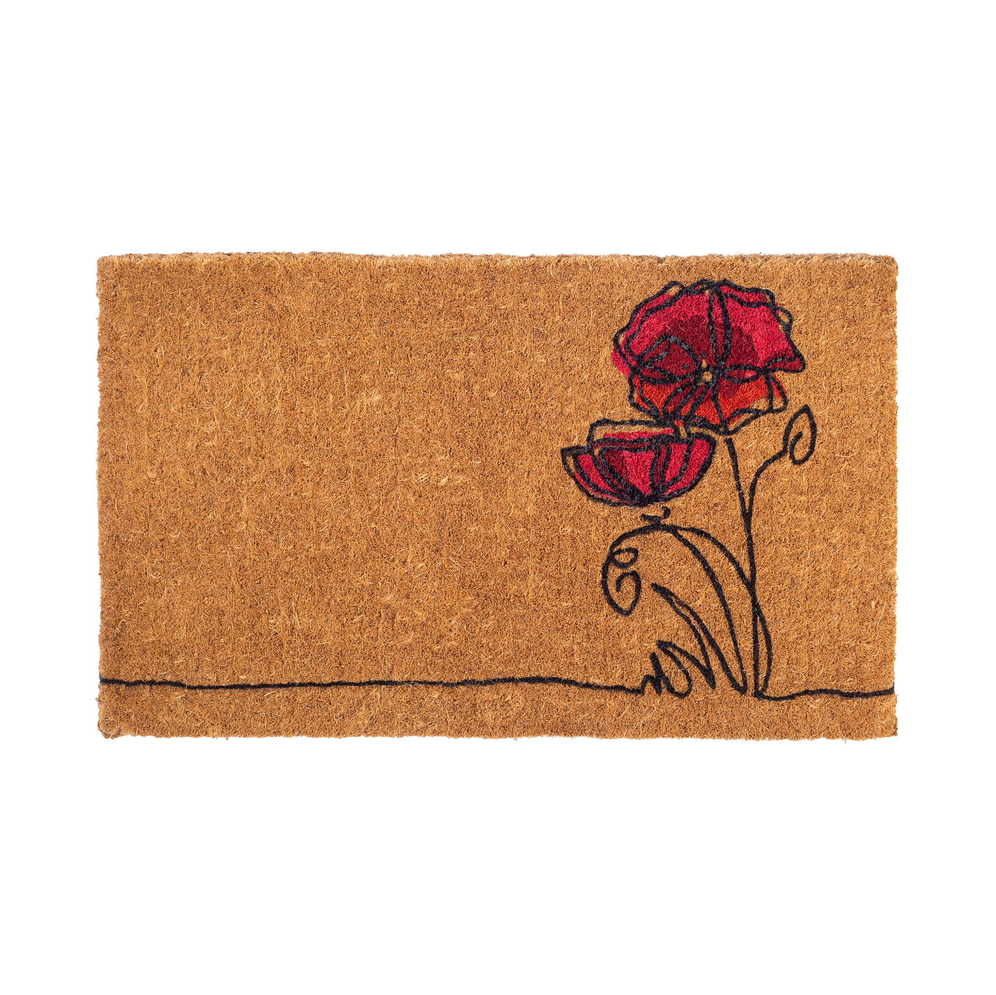 Red Flower Coir Doormat by Fab Habitat