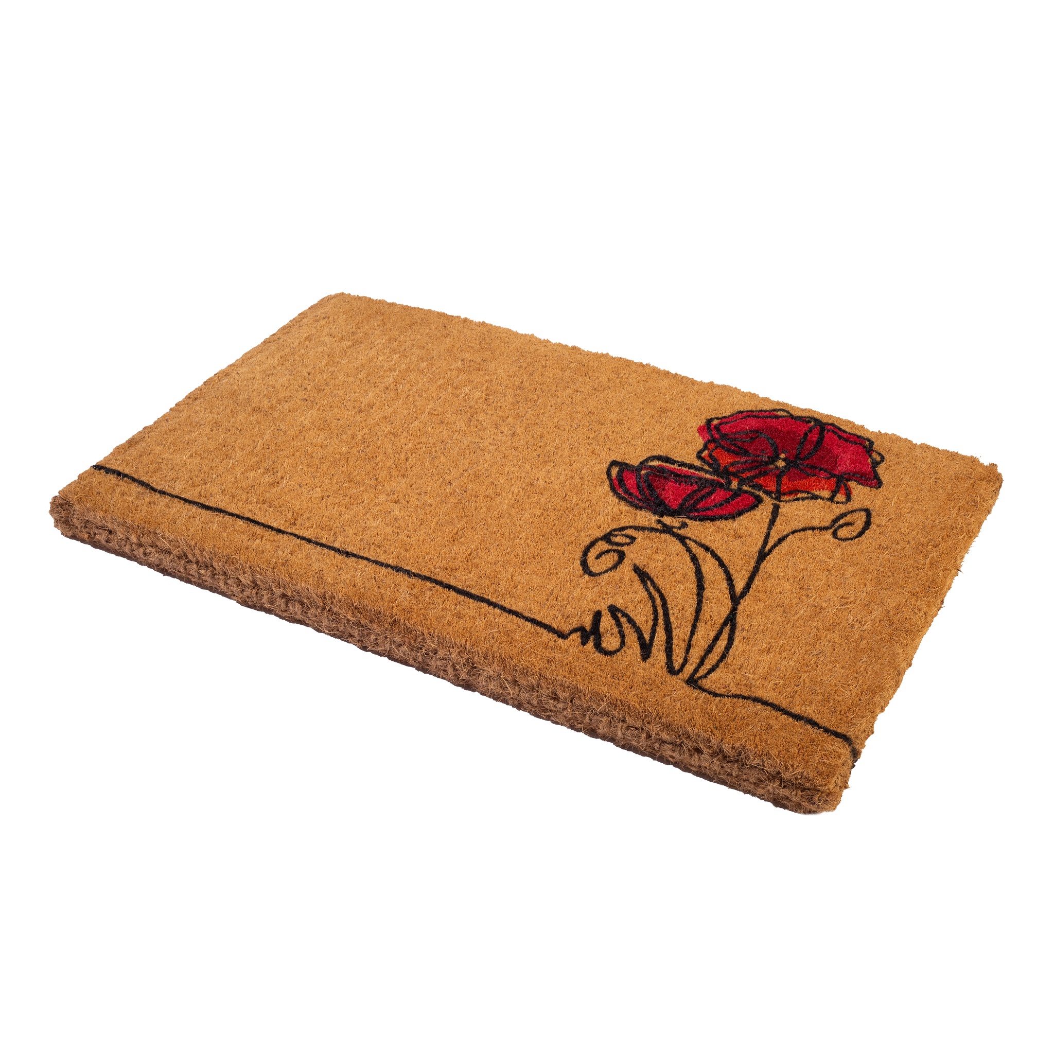 Red Flower Coir Doormat by Fab Habitat