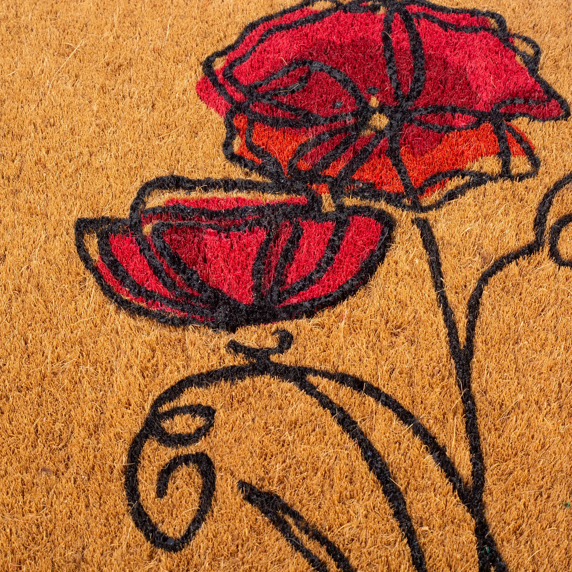 Red Flower Coir Doormat by Fab Habitat