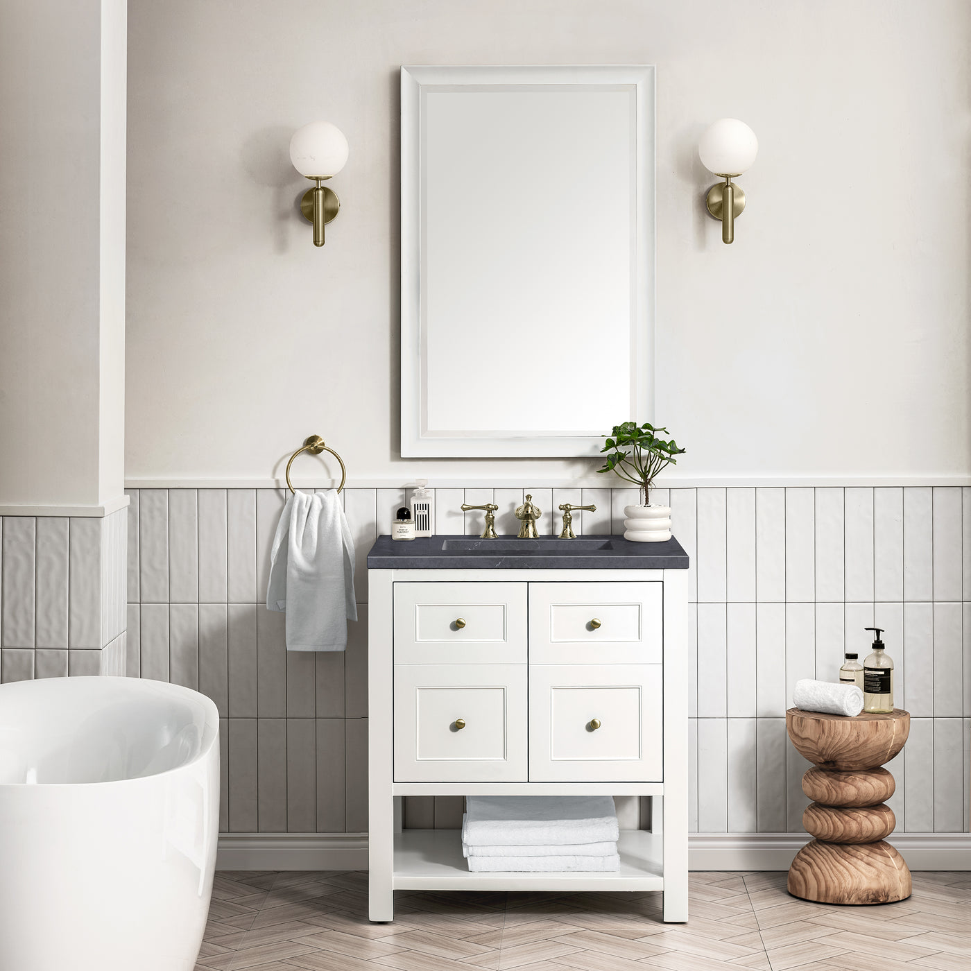 James Martin Breckenridge 30" Single Bathroom Vanity, Bright White, view 40