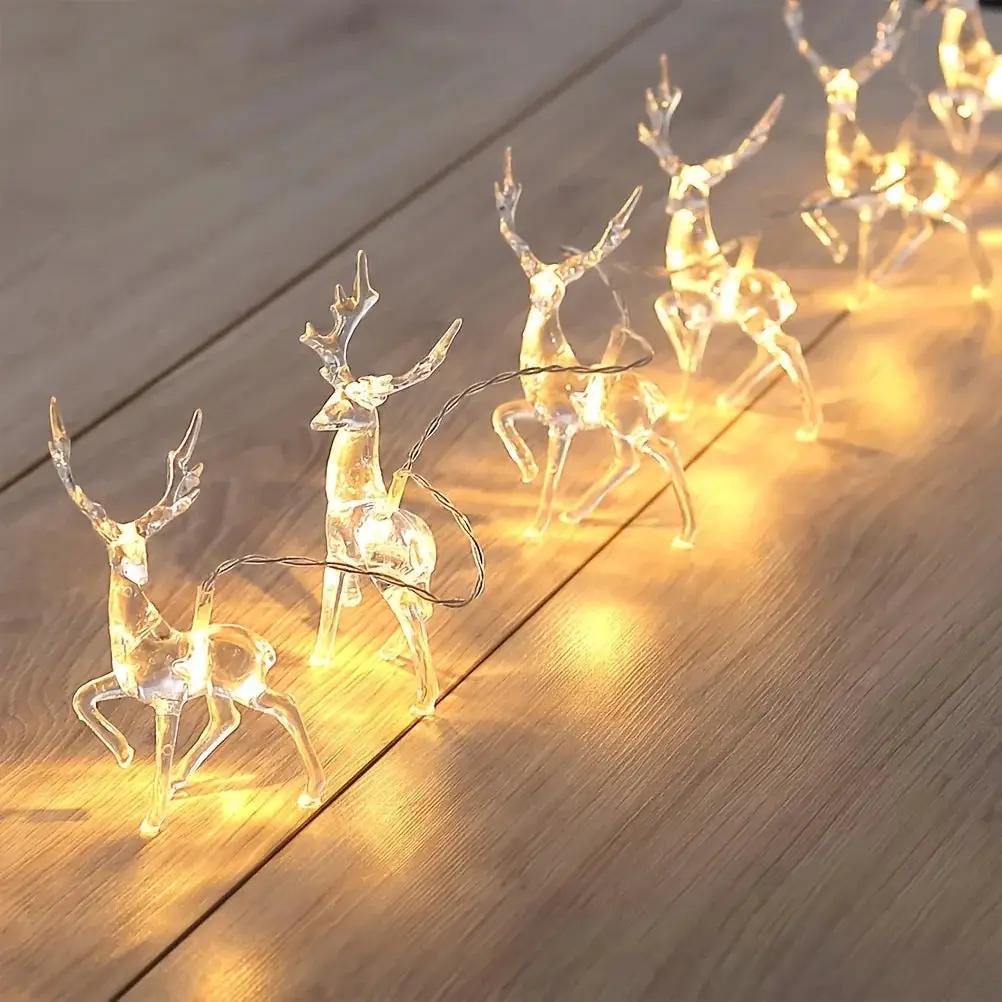 Reindeer String Lights, Battery Operated Christmas Decorations by House Of Avana