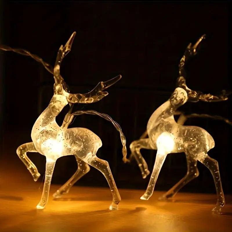 Reindeer String Lights, Battery Operated Christmas Decorations by House Of Avana