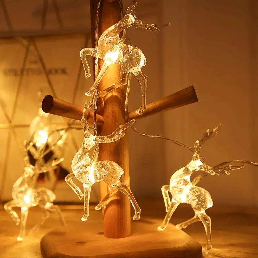 Reindeer String Lights, Battery Operated Christmas Decorations by House Of Avana