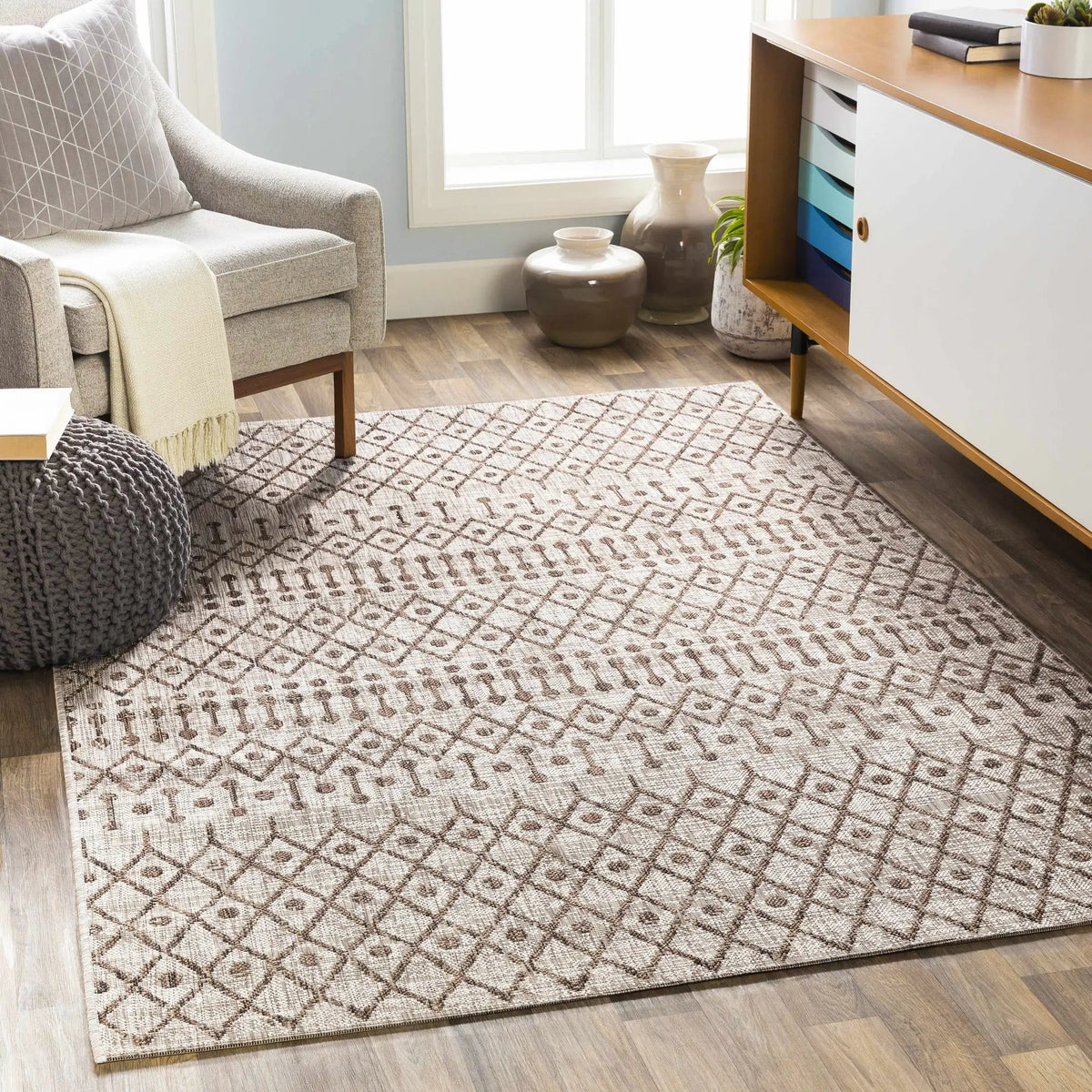 Rennert Outdoor Area Rug - Clearance, installed in a room
