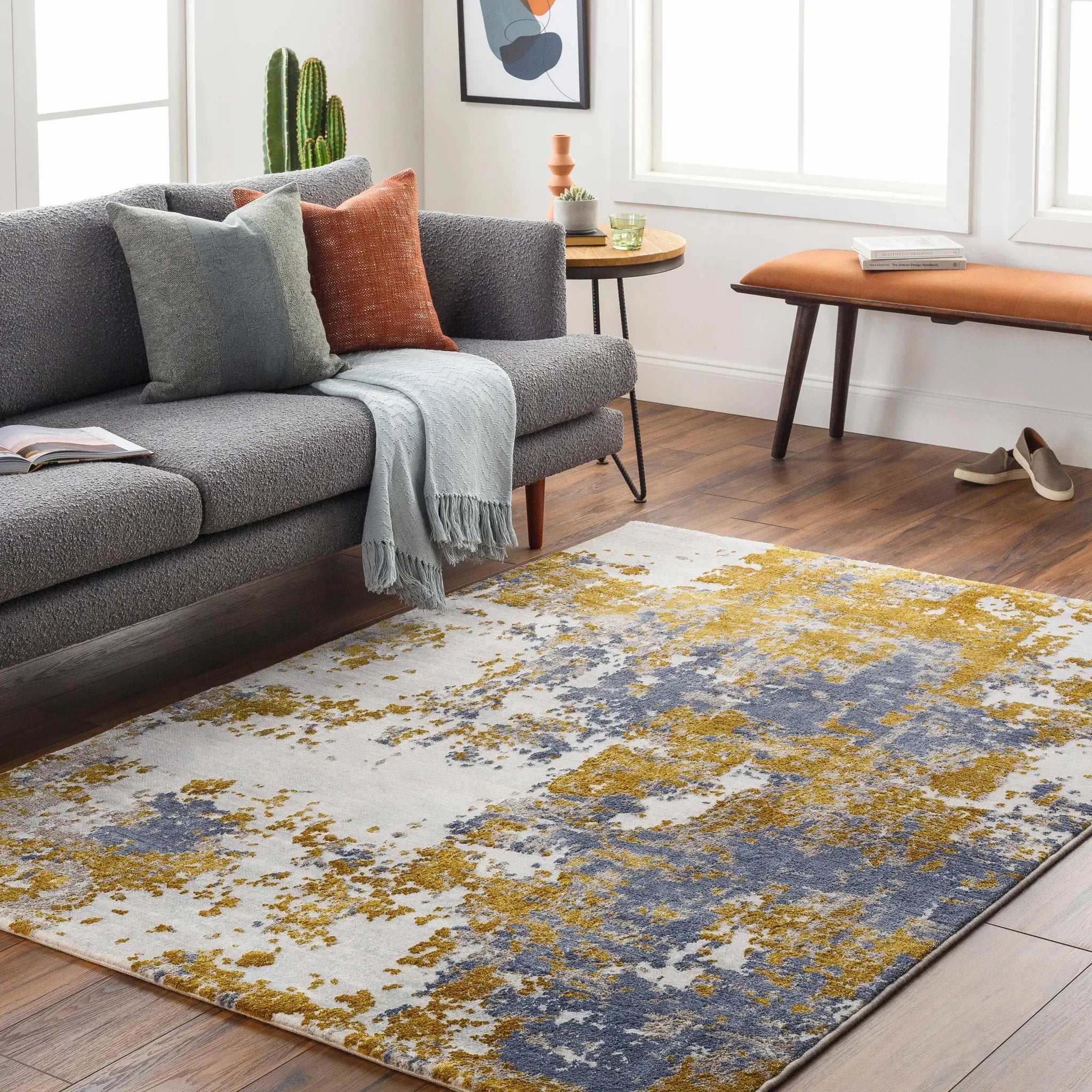 Maralal Mustard & Blue Area Rug - Clearance by Boutique Rugs