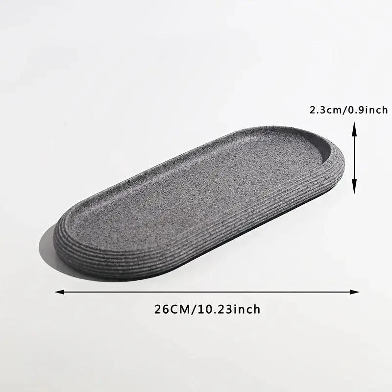 [Resin Art Tray] Elegant Resin Art Striped Bathroom Vanity Tray | Oval Design with Textured Surface, Bathroom Organizer, Neutral Tone Tray, Bathroom Decor And Accessories by House Of Avana