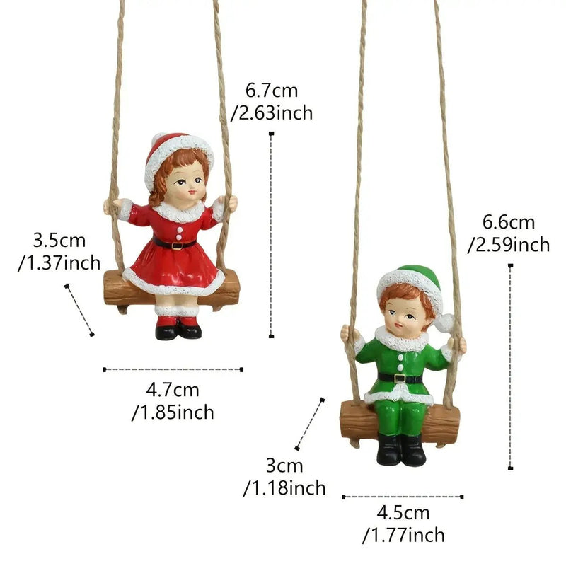 Resin Christmas Boy and Girl Pendant Decorations for Home Wall and Tree by House Of Avana