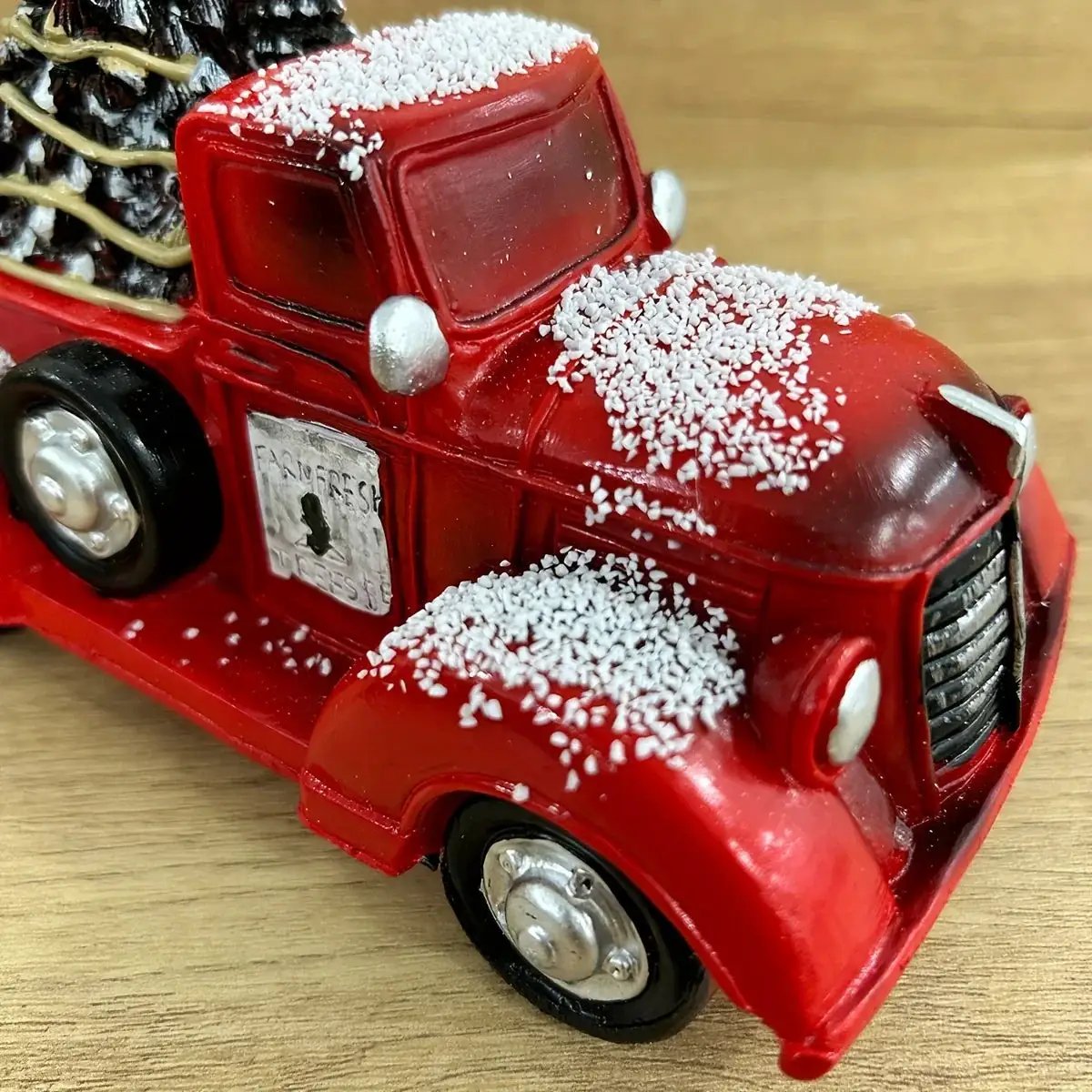 Resin Christmas Figurine Vintage Red Truck with Tree by House Of Avana