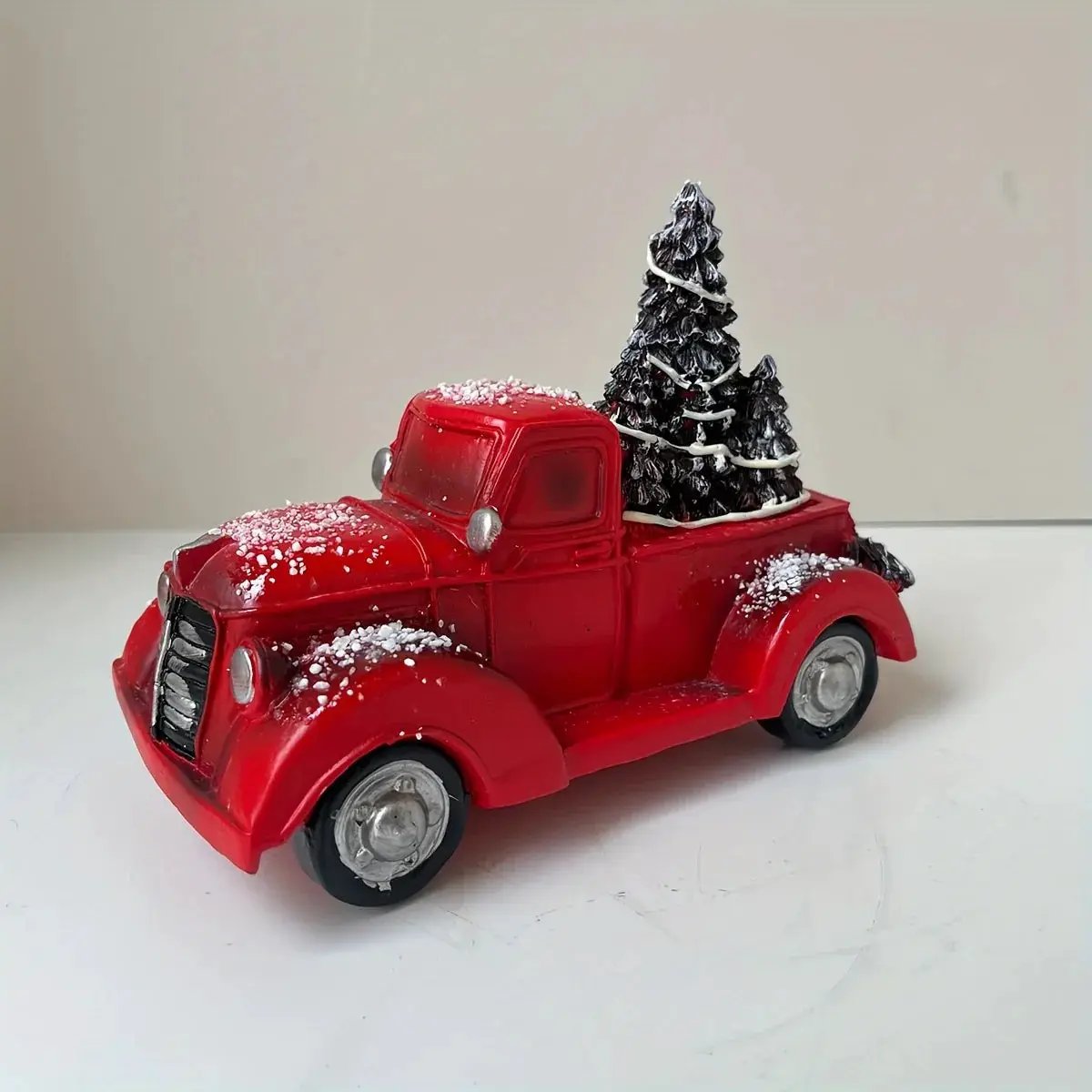 Resin Christmas Figurine Vintage Red Truck with Tree by House Of Avana