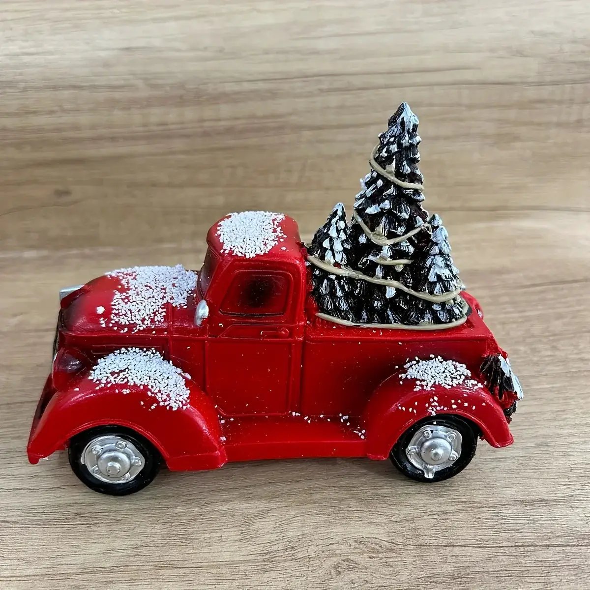 Resin Christmas Figurine Vintage Red Truck with Tree by House Of Avana