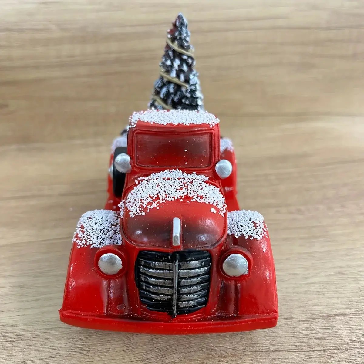 Resin Christmas Figurine Vintage Red Truck with Tree by House Of Avana