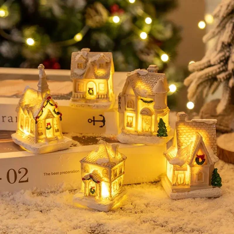 Resin Christmas House Lights, 5-Style Collectible Holiday Decorative Ornaments by House Of Avana