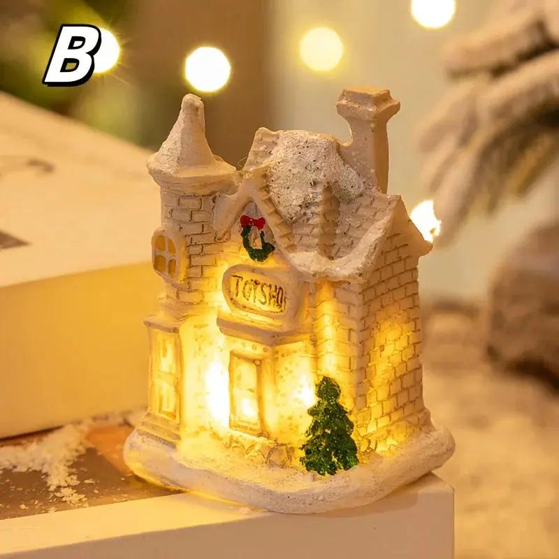 Resin Christmas House Lights, 5-Style Collectible Holiday Decorative Ornaments by House Of Avana