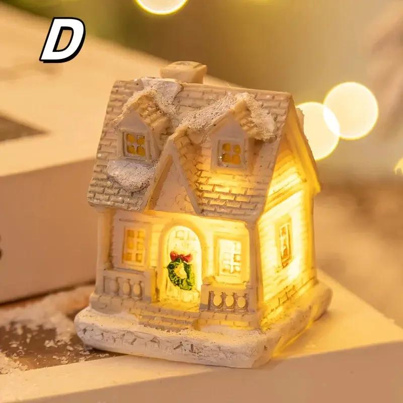 Resin Christmas House Lights, 5-Style Collectible Holiday Decorative Ornaments by House Of Avana