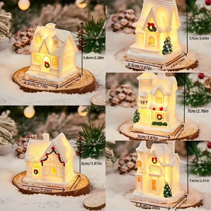 Resin Christmas House Lights, 5-Style Collectible Holiday Decorative Ornaments by House Of Avana