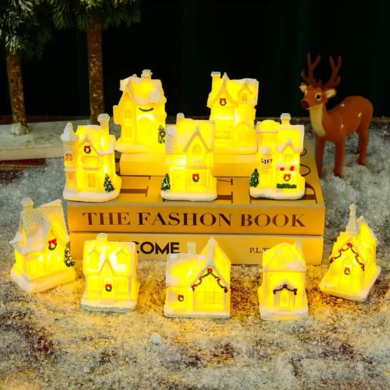 Resin Christmas House Lights, 5-Style Collectible Holiday Decorative Ornaments by House Of Avana