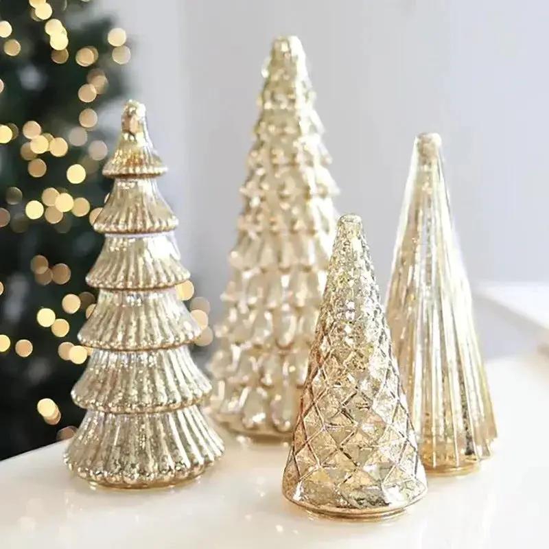 Resin Christmas Tree Statue Ornament Set of 5 Luminous Pieces by House Of Avana