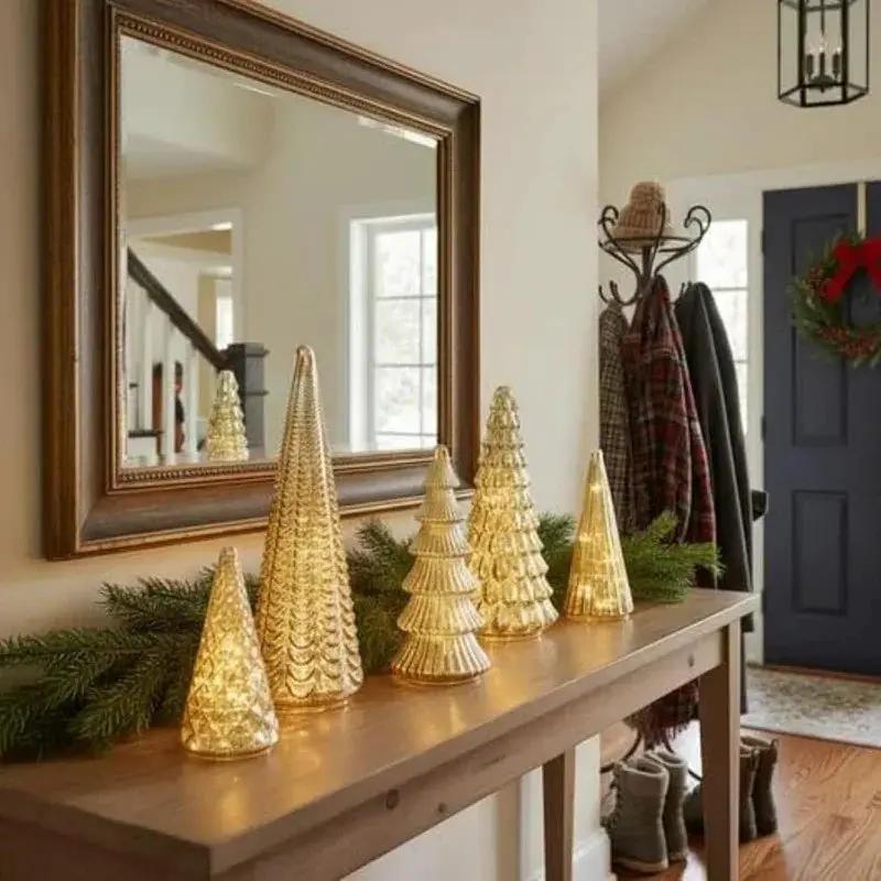 Resin Christmas Tree Statue Ornament Set of 5 Luminous Pieces by House Of Avana