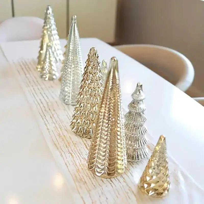 Resin Christmas Tree Statue Ornament Set of 5 Luminous Pieces by House Of Avana