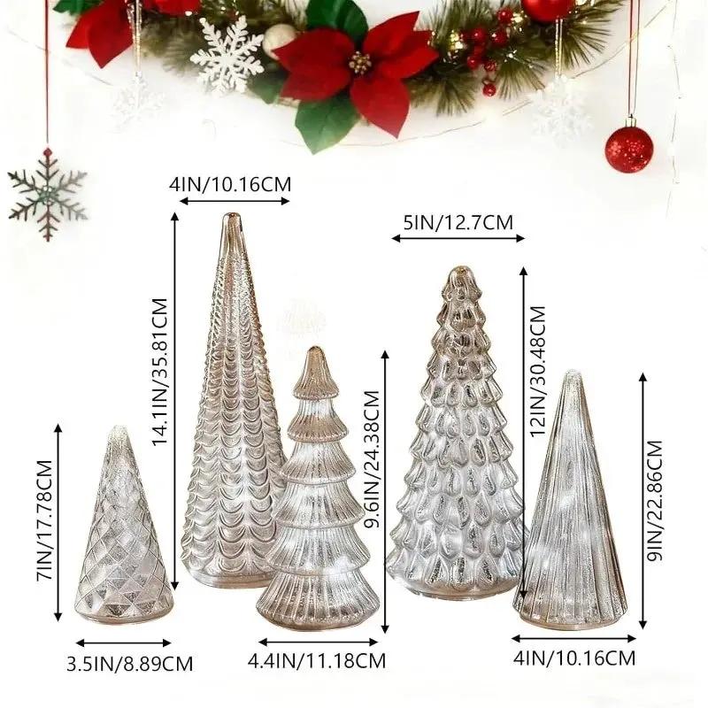 Resin Christmas Tree Statue Ornament Set of 5 Luminous Pieces by House Of Avana