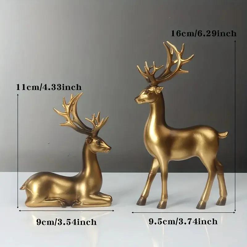 Resin Deer Figurines Black and Golden Color by House Of Avana