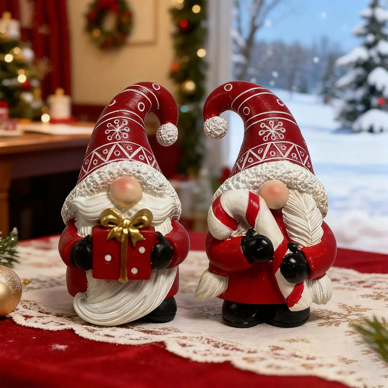 Resin Heart-Shaped Gnome Figurine with Red & White Gnomes and Black Arms by House Of Avana