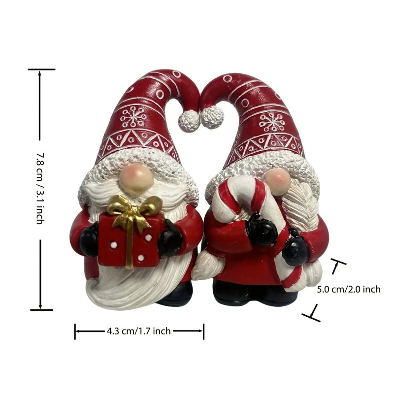 Resin Heart-Shaped Gnome Figurine with Red & White Gnomes and Black Arms by House Of Avana
