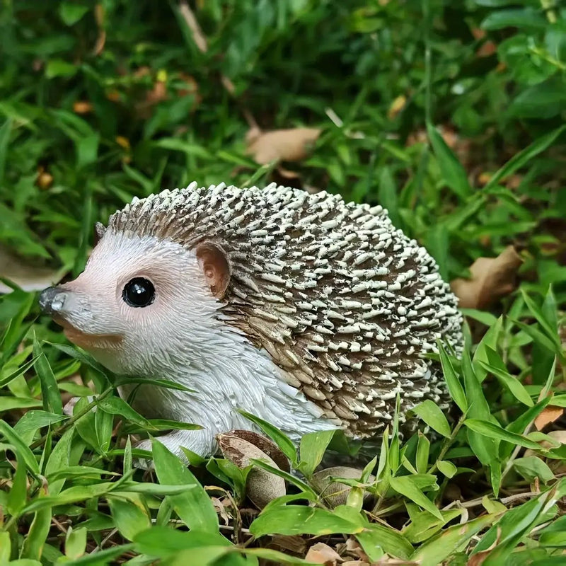 Resin Hedgehog Garden Statue with Realistic Fur Texture by House Of Avana