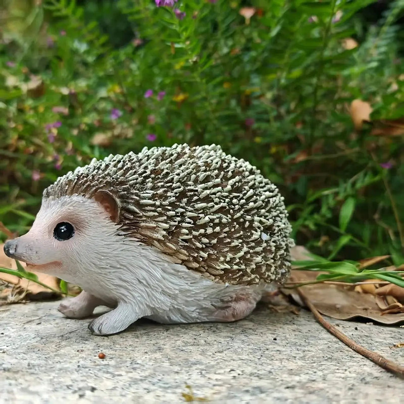 Resin Hedgehog Garden Statue with Realistic Fur Texture by House Of Avana