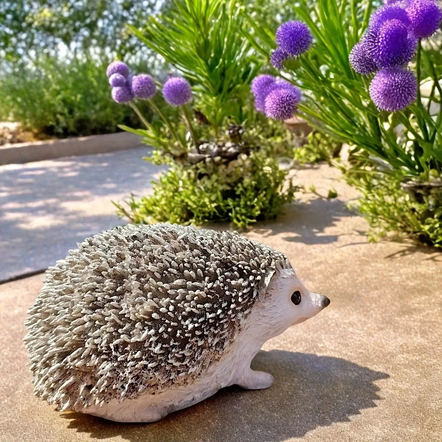 Resin Hedgehog Garden Statue with Realistic Fur Texture by House Of Avana
