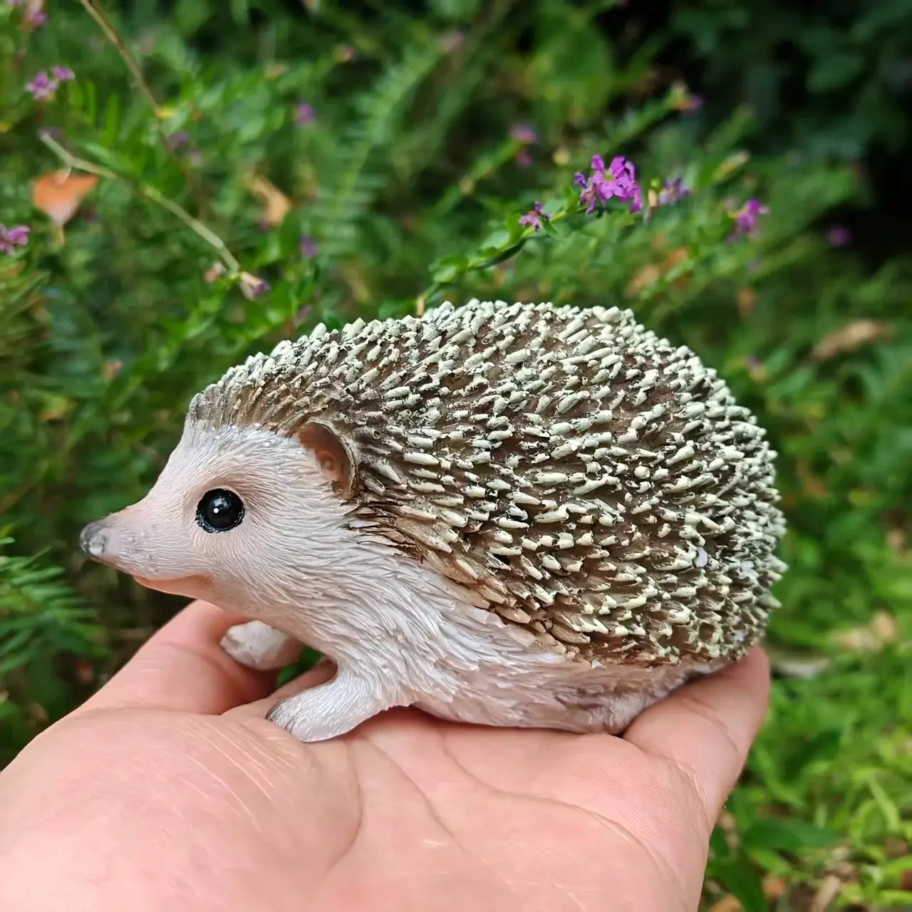 Resin Hedgehog Garden Statue with Realistic Fur Texture by House Of Avana