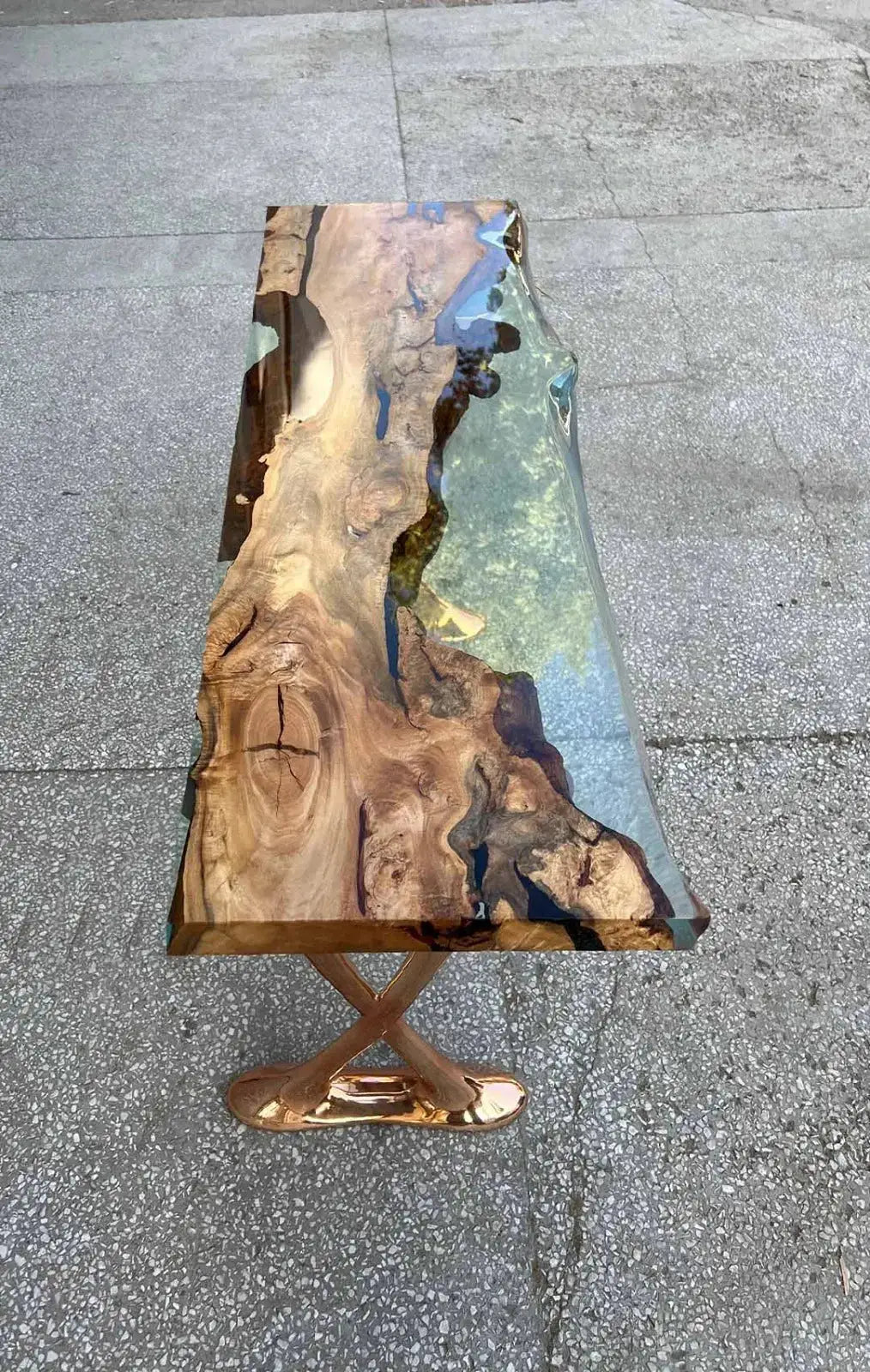 Resin Live Edge Console Table Made of Linden Wood - Foyer Table- Entryway Table, photo 9 of 13